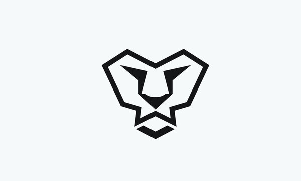 Wolf animal wildlife monogram abstract lineart vecor logo template