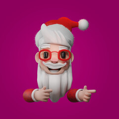 santa claus pointing with hand. 3d rendering