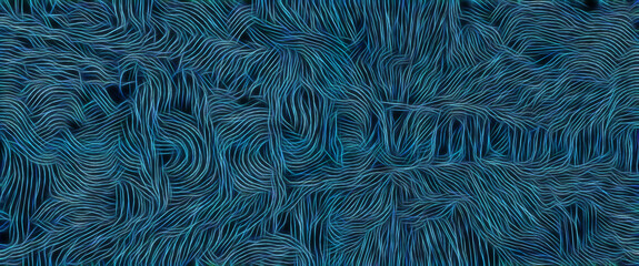 Obraz premium creative chaotic abstract design from tangled string in lightblue on a darker blue background