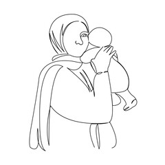 muslim woman with child