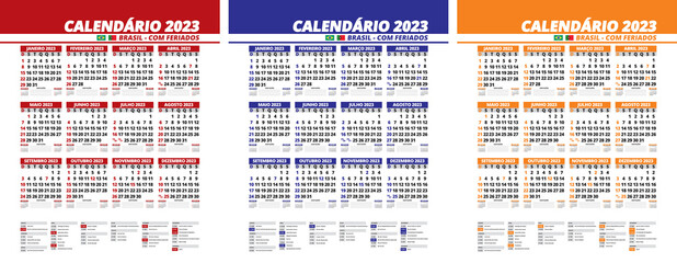 2023 CALENDAR WITH HOLIDAYS IN PORTUGUESE