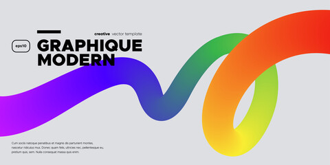 Wavy shape with Rainbow colors. Vector illustration. - 466007934
