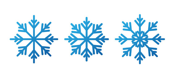Set of snowflakes. Three vector snowflakes isolated on white background.