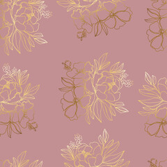 seamless pattern flowers with leaves.Botanical illustration for wallpaper, textile, fabric, clothing, paper, postcards