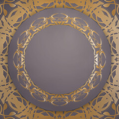 Brochure template in brown color with vintage gold pattern for your design.