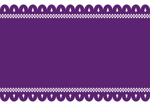 Horizontal perforated paper or 'papel picado' in purple color, Vector illustration