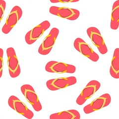 slippers on a white seamless pattern, beach shoes. vector background