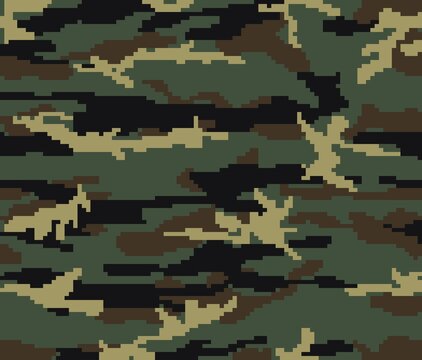 
Pixel camouflage texture, vector military seamless pattern on textiles.
