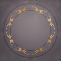 Template Postcard in brown with Greek gold pattern ready for printing.