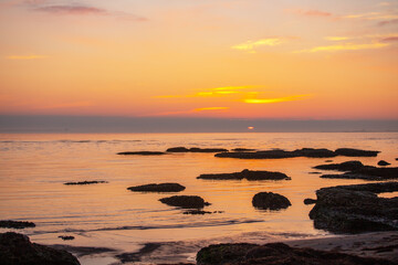 Beautiful sunrise at the Caspian Sea.