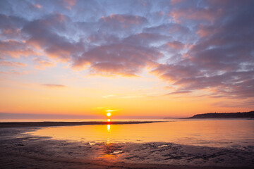 Beautiful sunrise at the Caspian Sea.