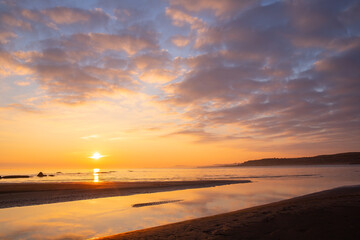 Fototapeta na wymiar Beautiful sunrise at the Caspian Sea.