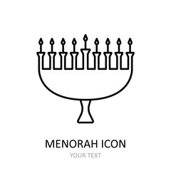 Vector illustration with menorah icon. Outline drawnig.