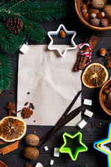 Ingredients for cooking Christmas gingerbread cookies