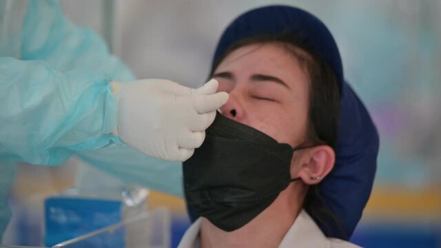 Closeup people test covid19 by RT-PCR test or Antigen Test 
