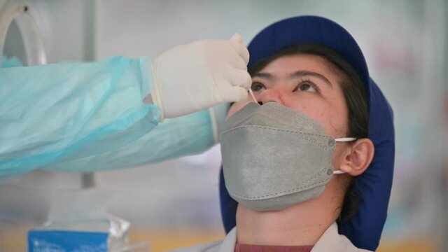 Closeup people test covid19 by RT-PCR test or Antigen Test 