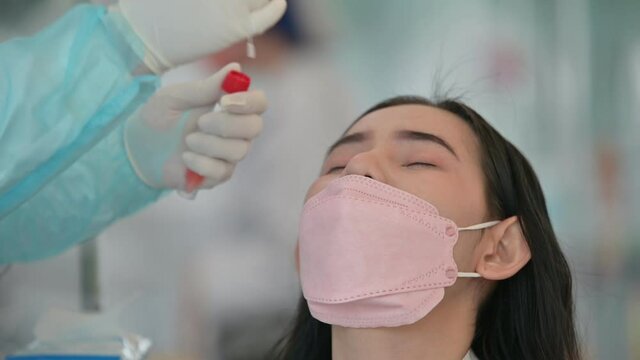 Closeup people test covid19 by RT-PCR test or Antigen Test 