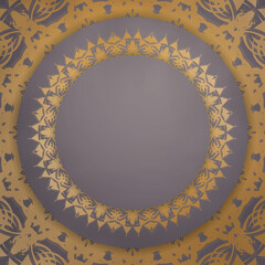 Postcard template in brown color with vintage gold pattern for your design.