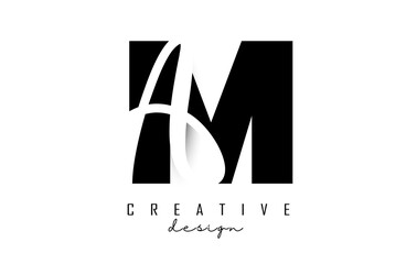 Letters MA Logo with a minimalist design. Letters M and A with geometric and handwritten typography.