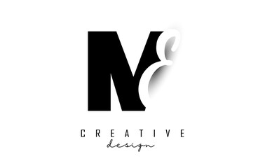 Letters ME Logo with a minimalist design. Letters M and E with geometric and handwritten typography.