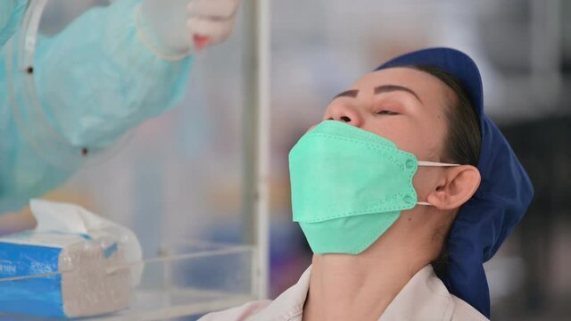 Closeup people test covid19 by RT-PCR test or Antigen Test 