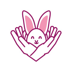 hands holds rabbit