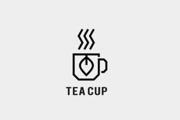 tea cup graphic logo design template, usable vector logo design for brand, product, cafe, original craft,web icon etc