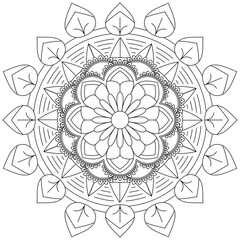 Leaf Flower Petal Coloring Mandala Art Simple Graphic Shape Vector Floral Oriental Outline Vintage Decorative Elements Pattern Illustration Islam Arabic Indian Turkish Mystic Religion Morals Lotus