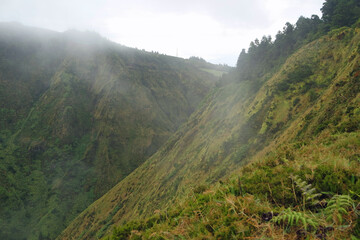 Fototapeta premium green mountain landscape on the azores islands