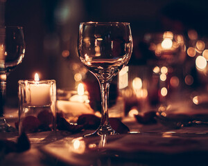 Close Up Wine Glass by Candlelight