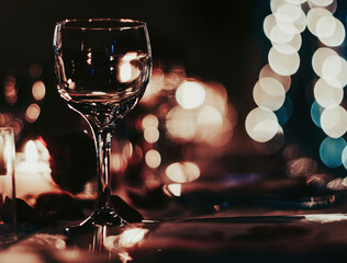 Close Up Wine Glass by Candlelight