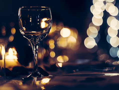Close Up Wine Glass by Candlelight