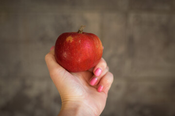 perfect red apple on gray background