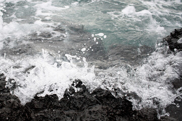 The blue sea of Jeju Island.

