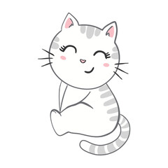 Cute baby cat. Vector illustration for baby shower, greeting card.