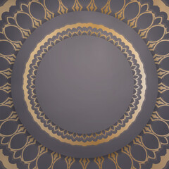 Greeting flyer in brown color with luxurious gold pattern for your design.