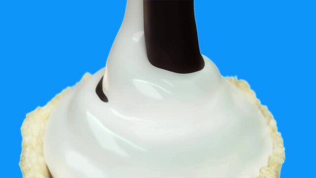 Pouring Whipped Cream Milk . Mix With Chocolate cream Down.3D Animation