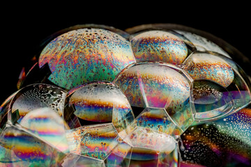 macro soap bubbles made with dish soap.
detergent bubbles. Imitation of an unknown planet. Children's entertainment. Science fiction.