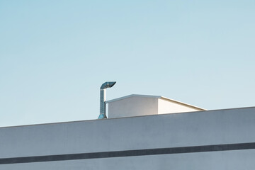 Urban architecture. Close up of an office building rooftop.
