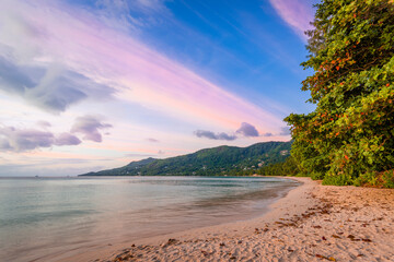 Sunset on Beau Vallon beach, Mahe island, Seychelles