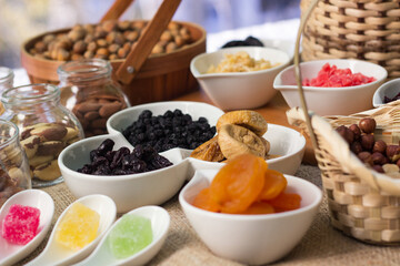 Dried fruits and nuts in the bowl