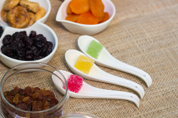 Dried fruits and nuts in the bowl