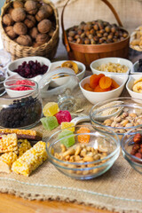 Dried fruits and nuts in the bowl