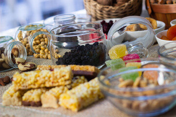 Dried fruits and nuts in the bowl