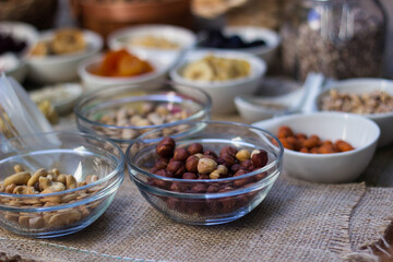 Dried fruits and nuts in the bowl