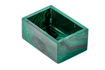 macro.malachite boxes on white background