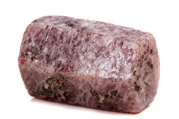Macro mineral stone Ruby in the breed a white background
