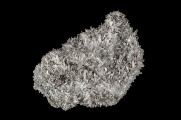 Macro mineral stone sulfite quartz on a black background