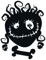 Halloween merch decor with cute zombie girl