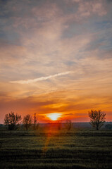 beautiful summer sunset in cloudy sky